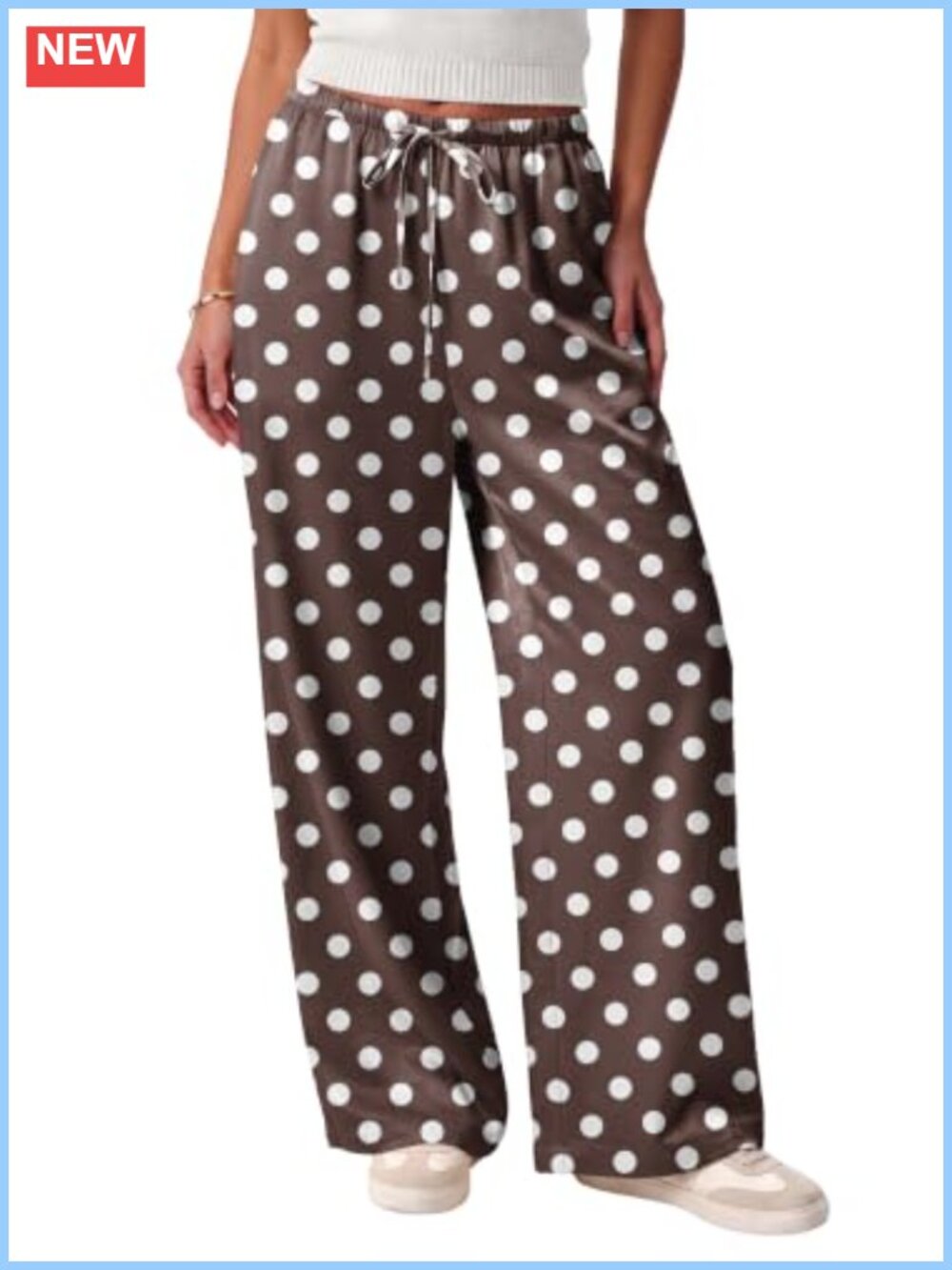 Satin Silk Wide Leg Palazzo Pants Flowy Drawstring Lounge
